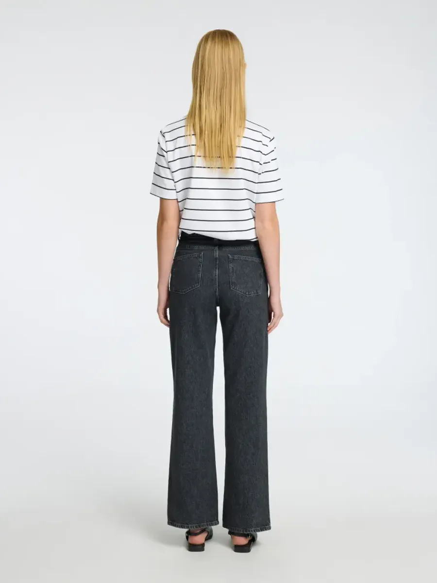 Selected Femme Essential Striped Boxy T-shirt BRIGHT WHITE - Black