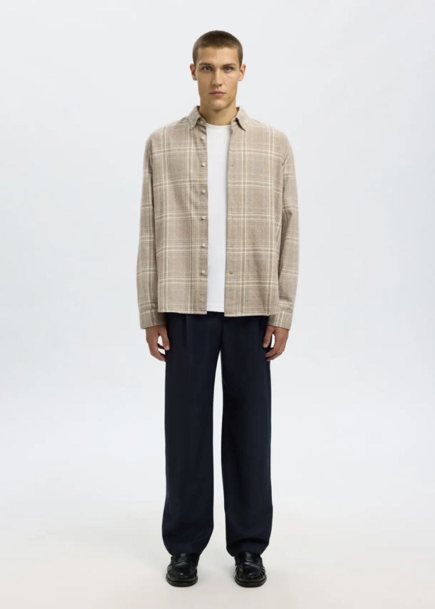 Selected Homme Reg Noah Shirt Mix Shirt Camp White Asparagus Check 
