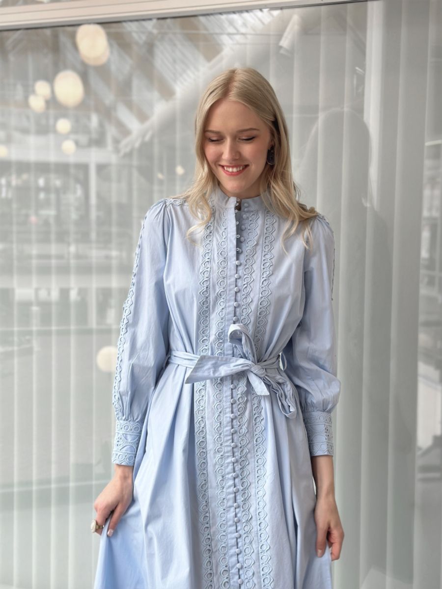 YAS Yamina Long Shirt Dress Clear Blue