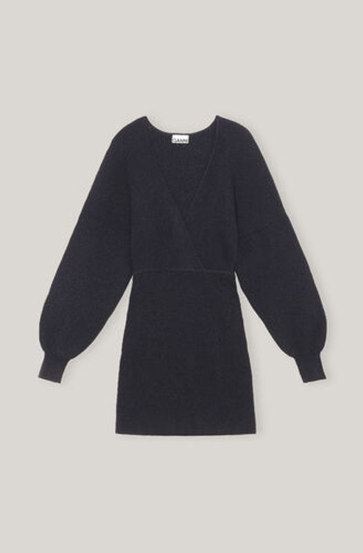 Ganni  V-neck panel Mini Dress Deep Navy