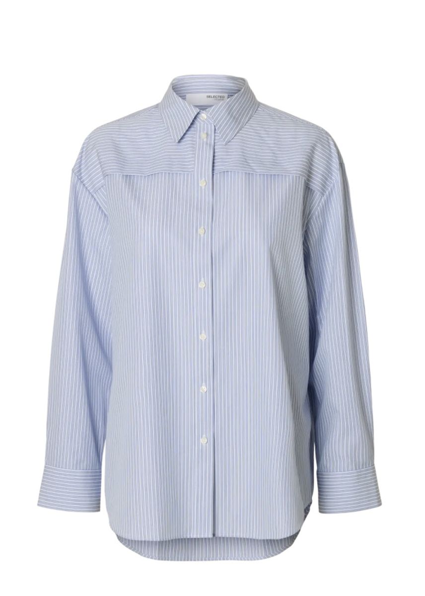 Selected Femme Allison Overshir Shirt Cashmere Blue Stripes