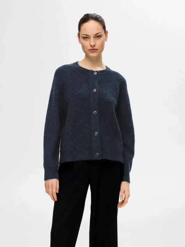 Selected Femme Lulu Short Cardigan Dark Sapphire Melange
