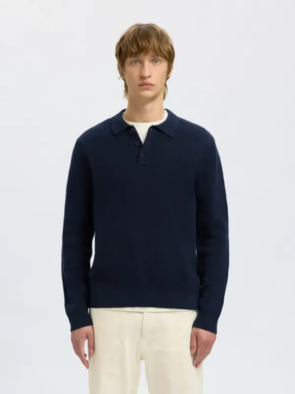 Selected Homme Dane Structure Polo Neck Sky Captain