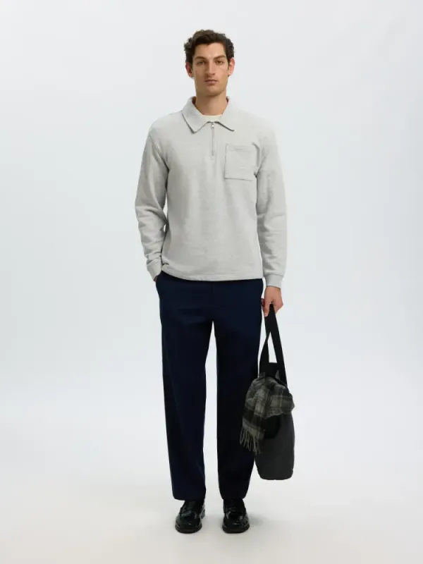 Selected Homme SCOTT LS HALF ZIP SWEAT Light Grey Melange