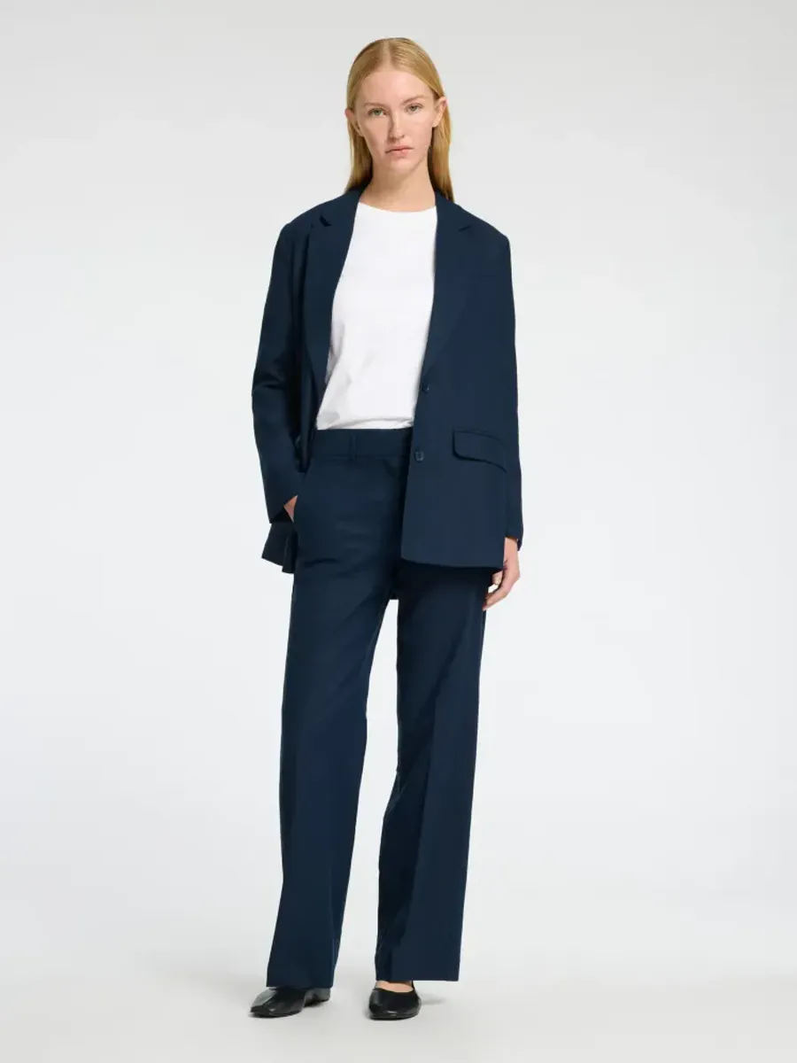 Selected Femme Rita Wide Pant Dark Saphire - Lin - Viscose