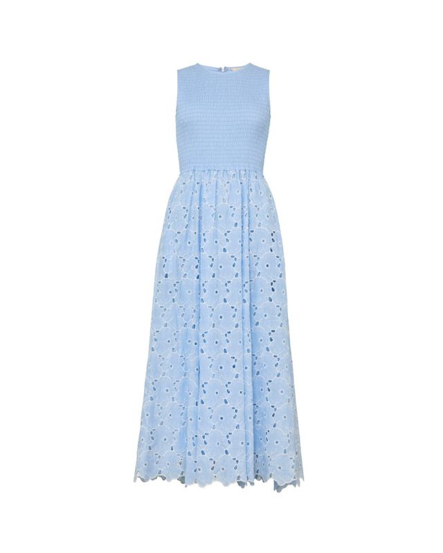 byTiMo Broderie Anglaise Smocking Dress Light Blue