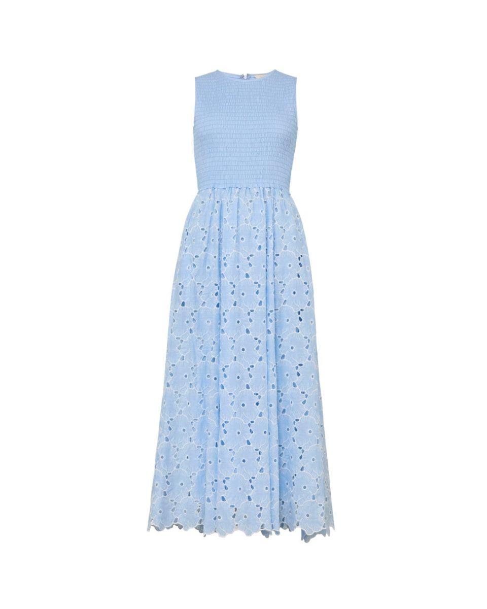 byTiMo Broderie Anglaise Smocking Dress Light Blue