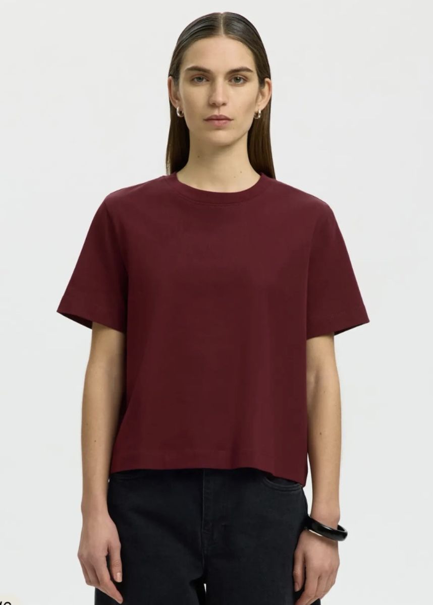 Selected Femme Boxy Tee Tawny Port