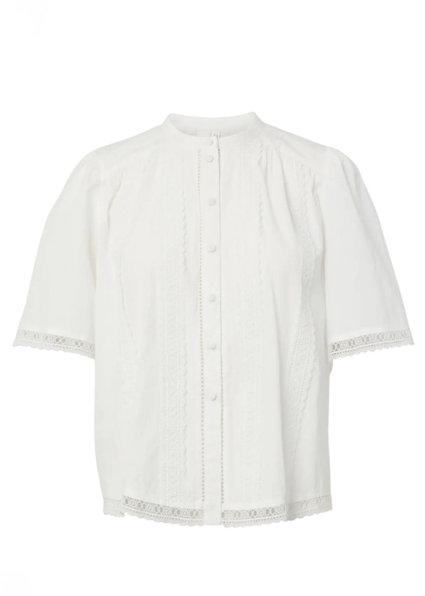 YAS Gunio 2/4 Shirt Star White 100% Organisk Bomull