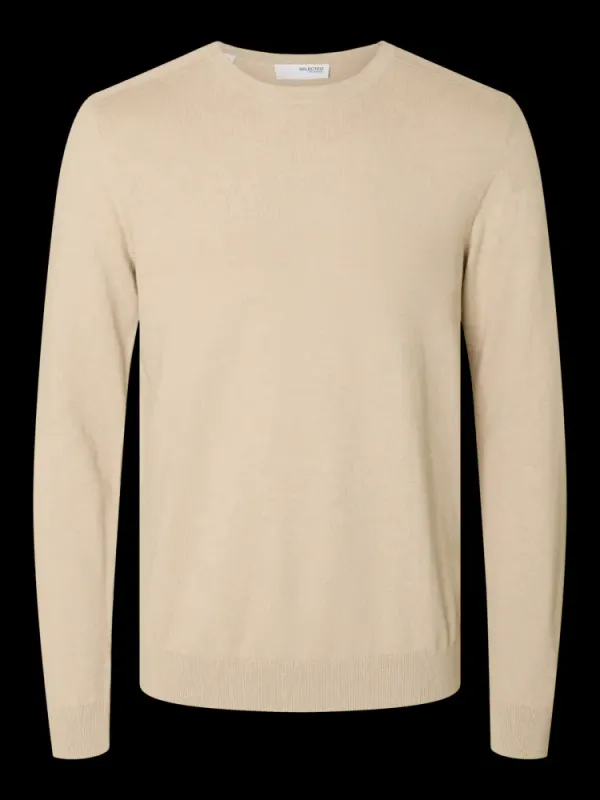 Selected Berg Crew Neck Oatmeal Bomullsgenser