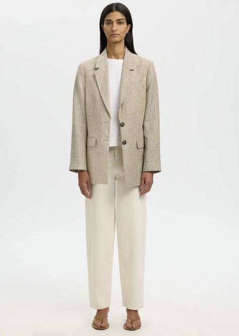 Hovedbilde Selected Femme Relaxed Ida Linen Blazer Pinstripe Weathered ...