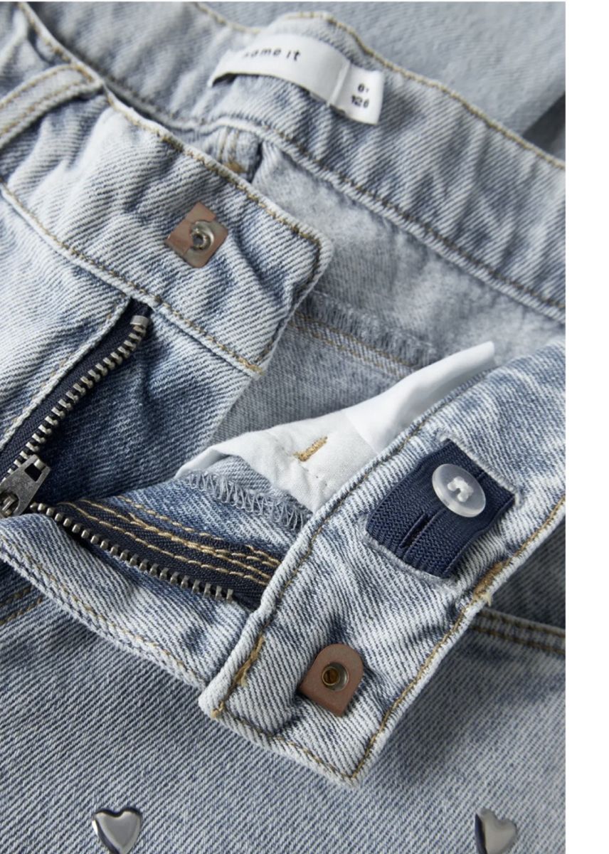 Name It Rose Wide Heart Studs Jeans Light Blue Denim