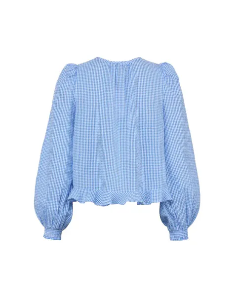 Hovedbilde by TiMo Seersucker Bow Blouse Blue Checks