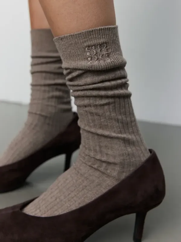 Sofie Schnoor Beathas Knee Sock x 2 stk Camel Melange 