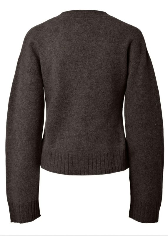 YAS Emila Wool Knit Cardigan Coffee Bean Melange