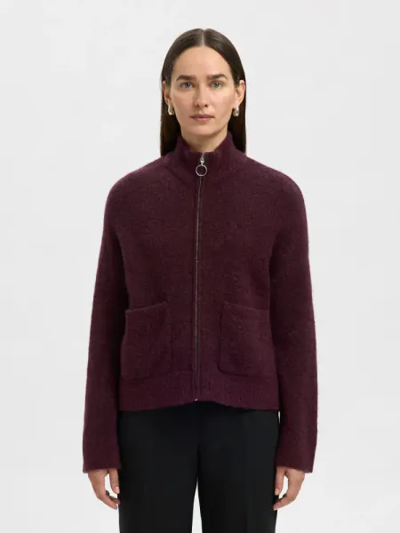 Hovedbilde Selected Femme SIA RAS ZIPPER CARDIGAN FIG MELANGE