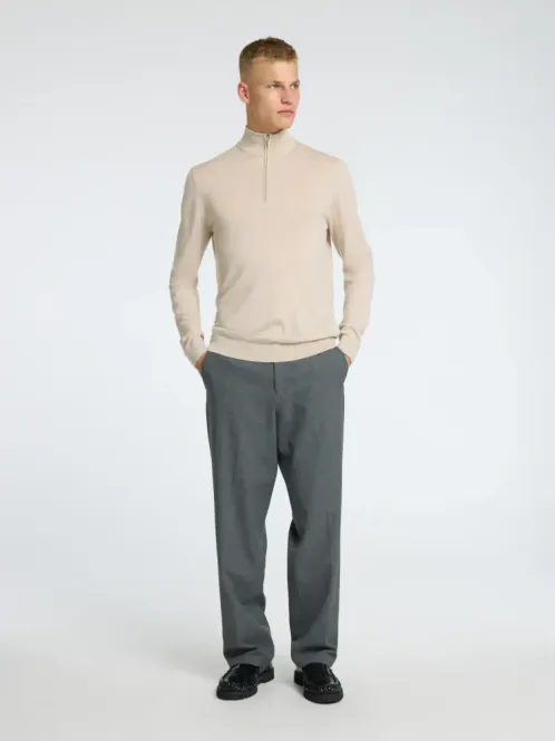 Hovedbilde SELECTED HOMME Tray Zip  Merino genser Outmeal Melange