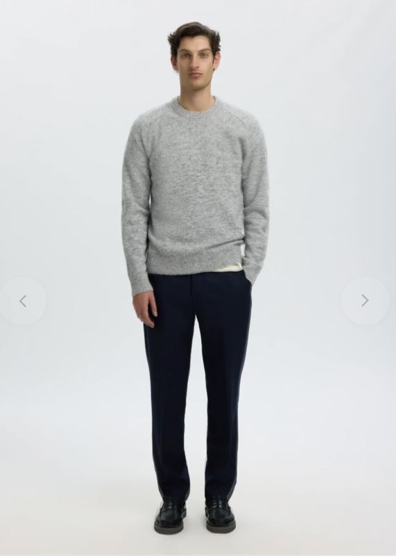 Selected Man Rai Knit Crew Neck Light Grey Melange