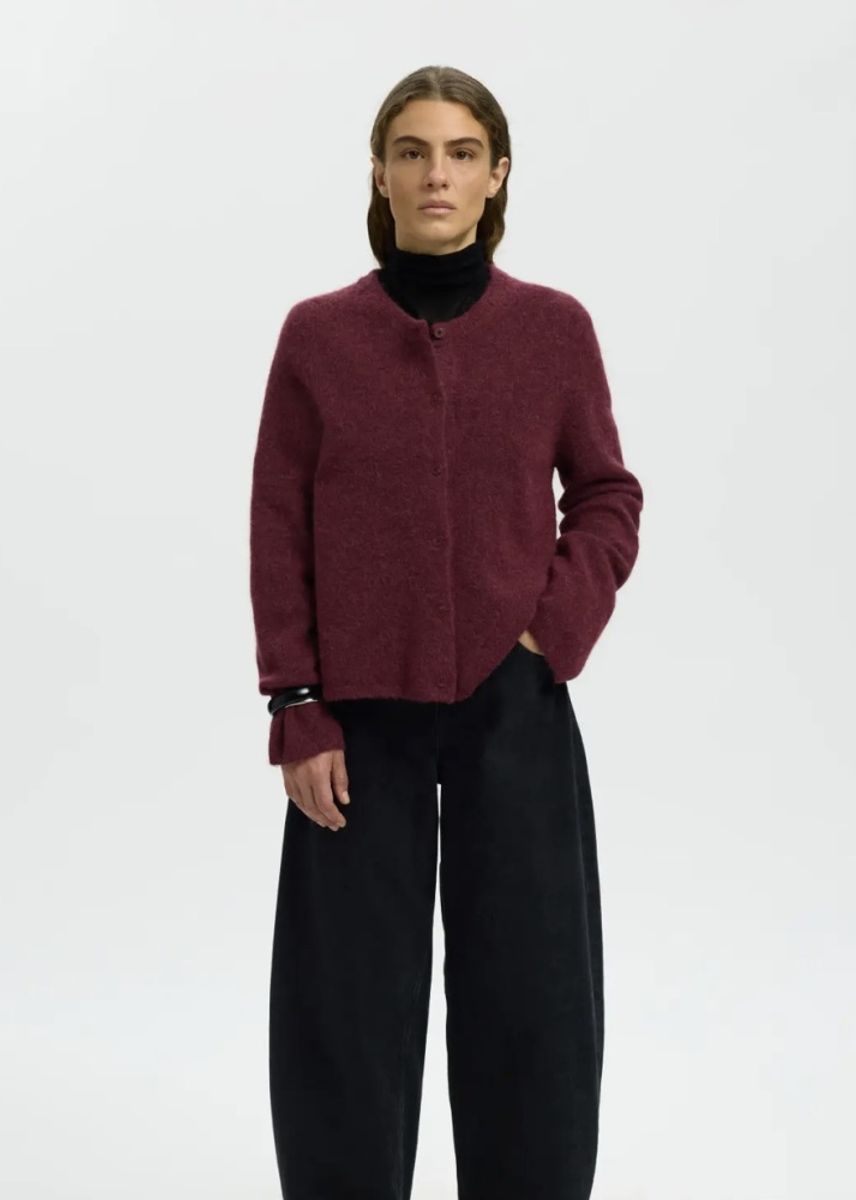 Selected Femme Lulu Cardigan Tawny Port Melange