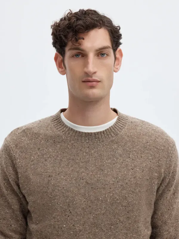 Selected Men Neil Knit Crew Neck Chocolate Chip