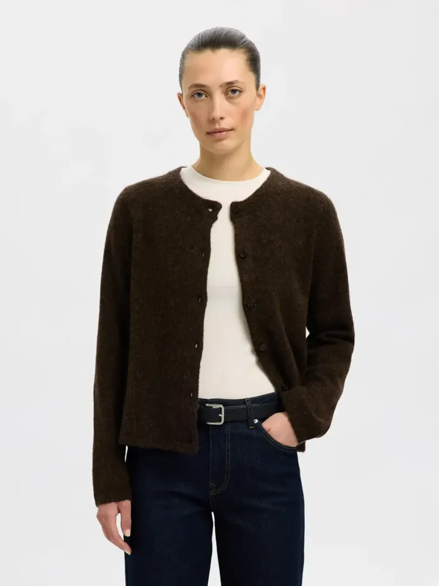 Selected Femme Lulu New Knit Cardigan Delicioso Melange