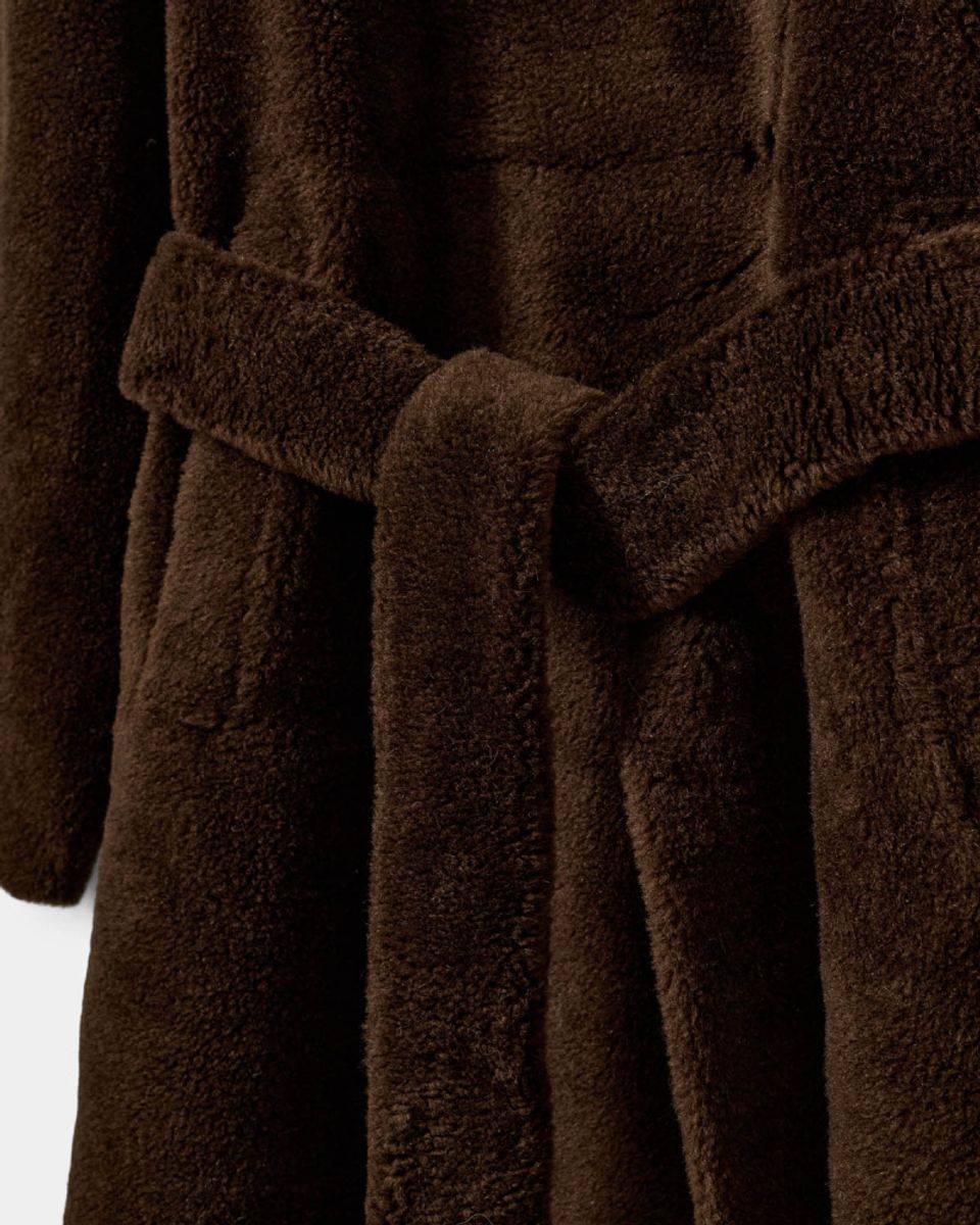 Sofie Schnoor Margit Wool Fur Coat Dark Brown