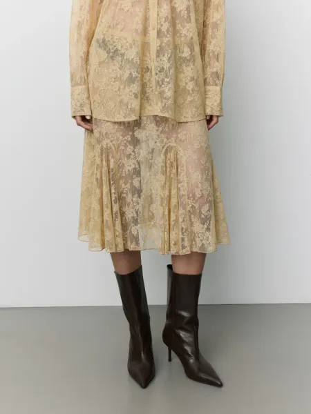 Hovedbilde Sofie Schnoor Lena Distressed Lace Midi Skirt Sand