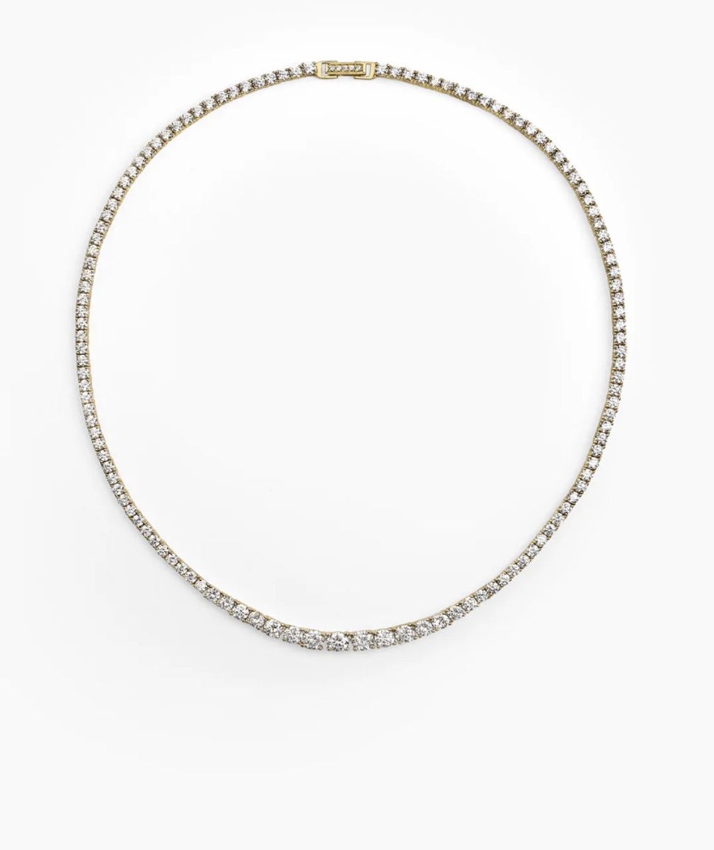 ANI Jewels Dropped Tennnis Necklace Gold 