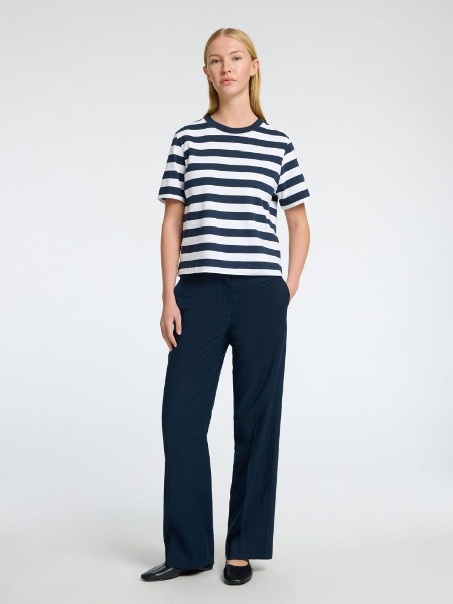 Selected Femme Essential Boxy Tee Dark Sapphire BRIGHT WHITE 