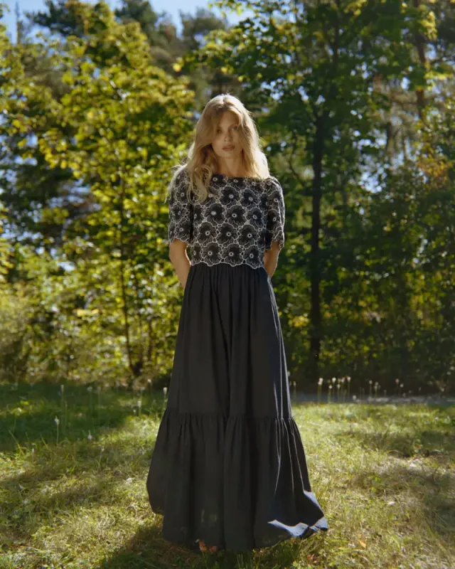 byTiMo Broderie Anglaise Maxi Dress Marine