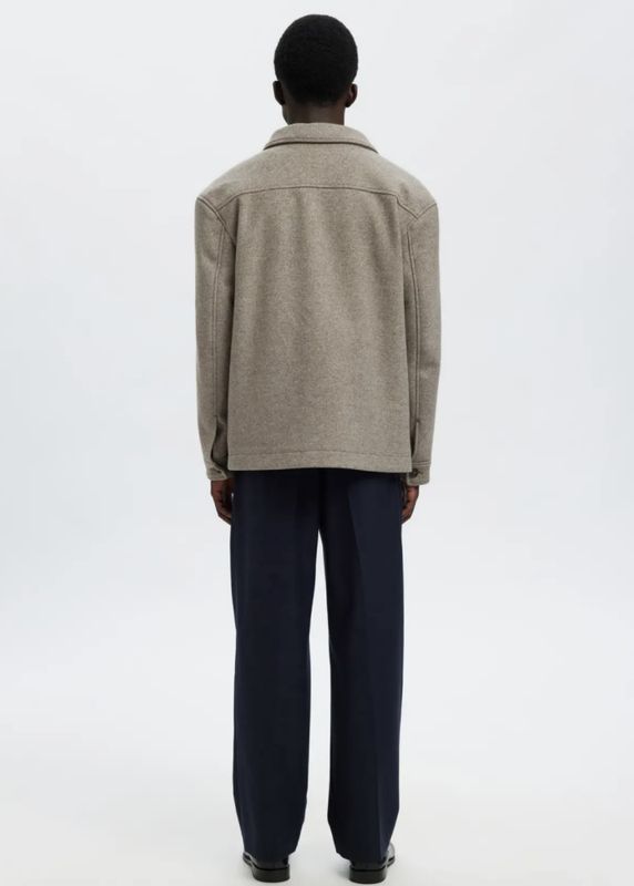 Selected Homme Mitch Wool Blend Shacket Deep Taupe