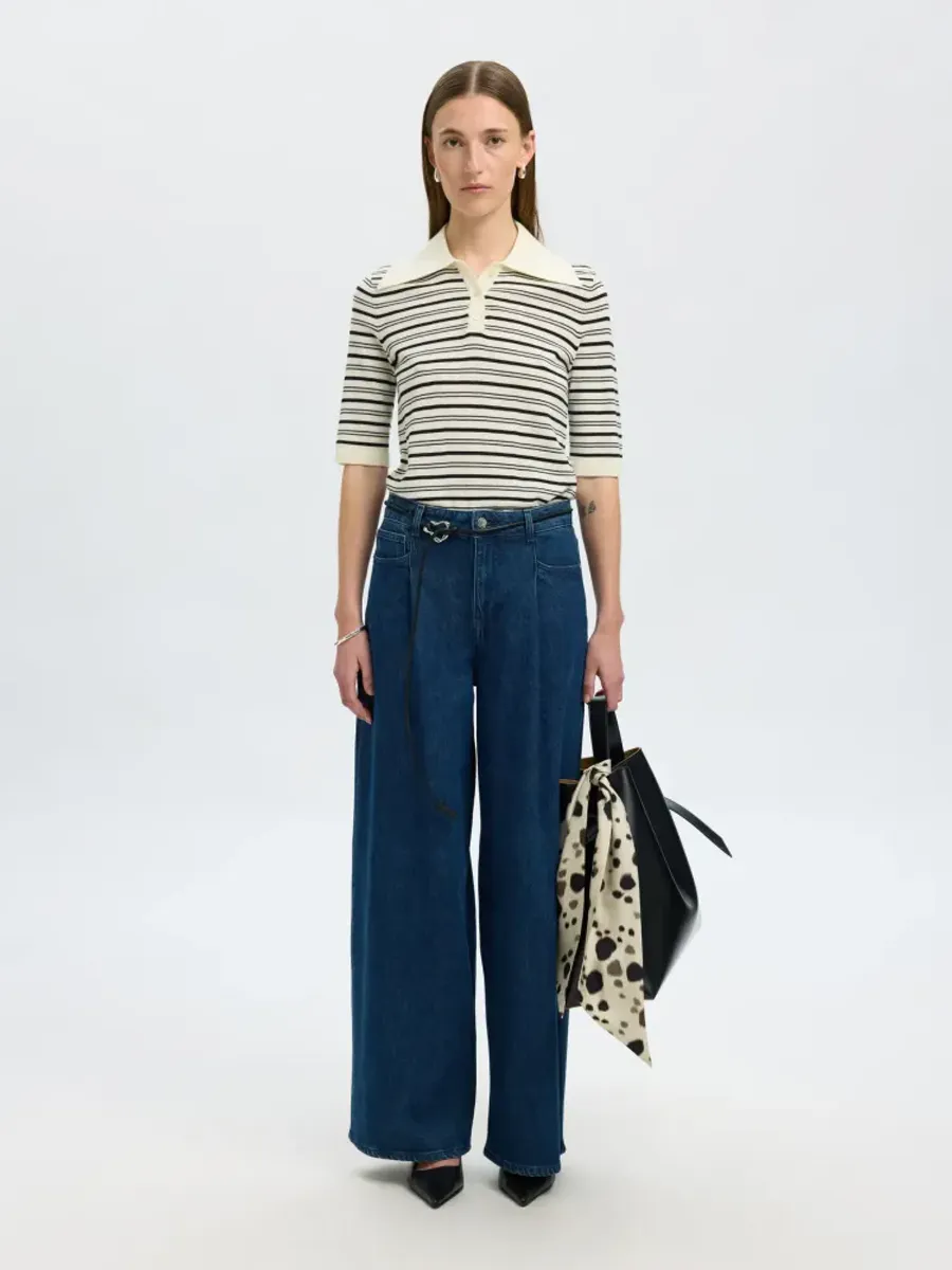 Selected Femme Thea 2/4 Knit Merino Collar Neck