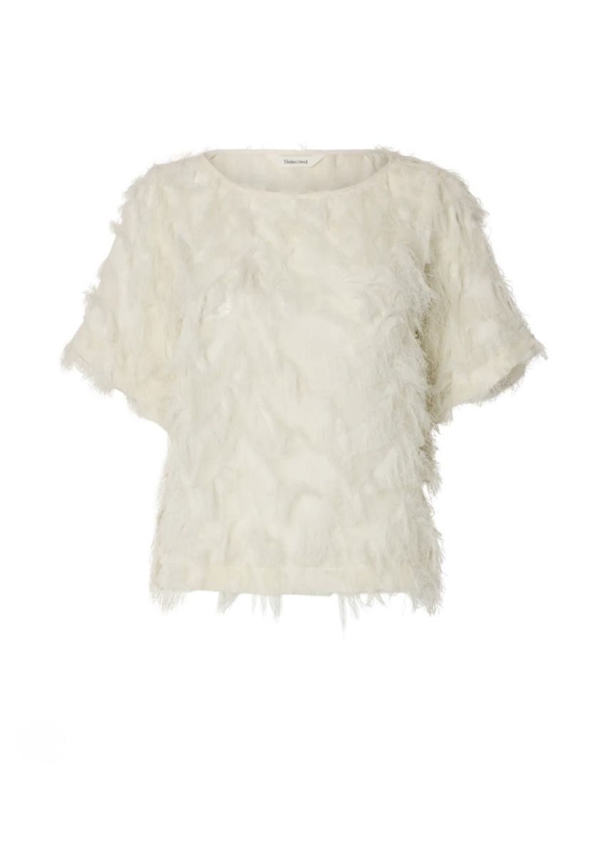 Selected Woman Myline Whiteline Boatneck Top Egret