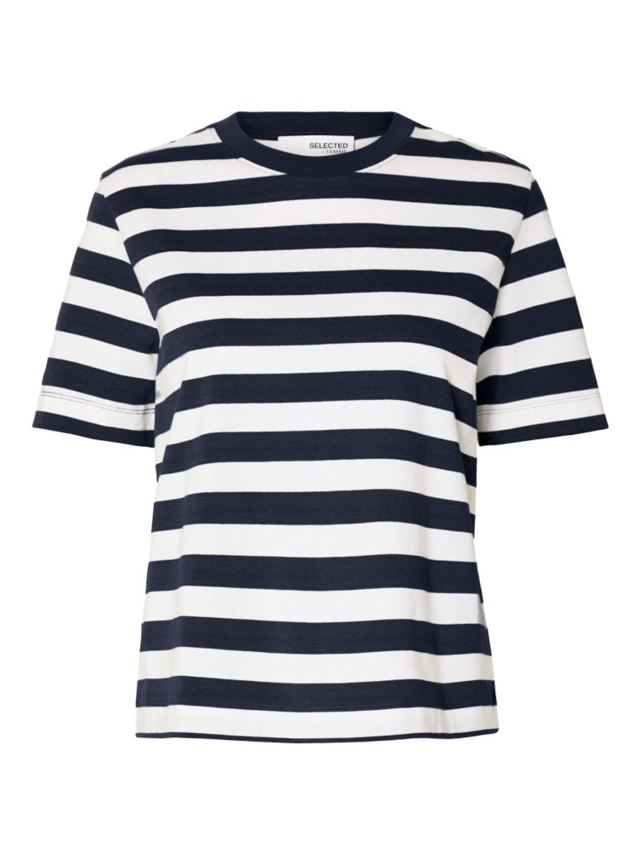 Selected Femme Essential Boxy Tee Dark Sapphire BRIGHT WHITE 