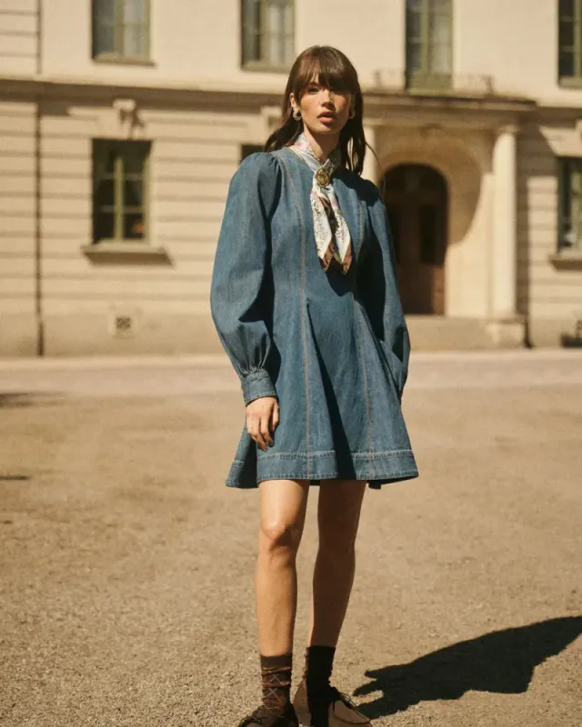 by TiMo Denim Fitted Dress French Blue