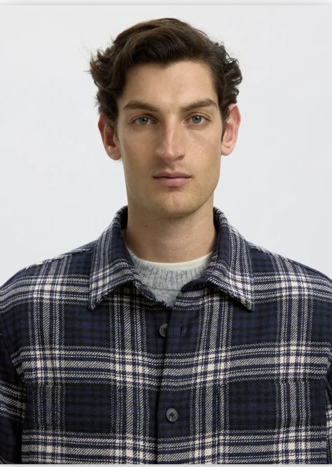Hovedbilde Selected Man  Pablo Wool Blend Overshirt Sky Captain/ Egret ...