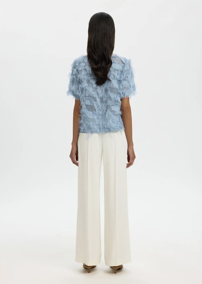 Selected Femme Myline Boat Neck Top Dusty Blue 