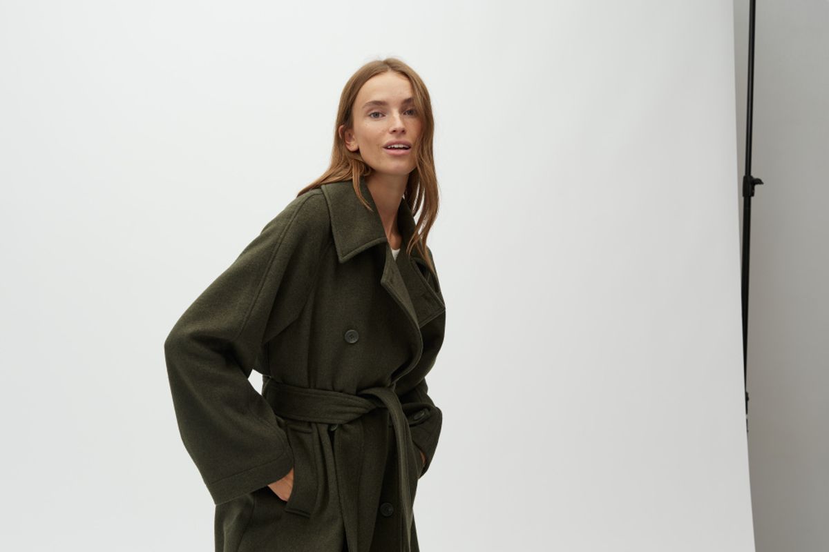 MbyM Odonna Coat Dusty Olive Melang Kåpe