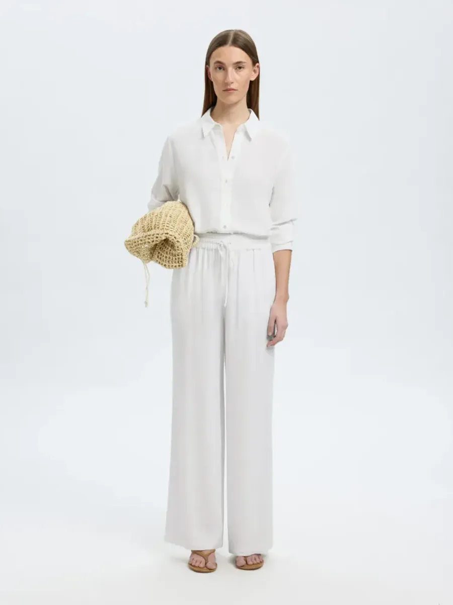 Selected Femme Viva-Gulia Long Sun Pant White