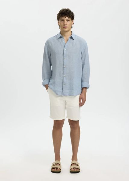 Hovedbilde Selected Homme Claus Kylian Linen Shirt Blue Fog White