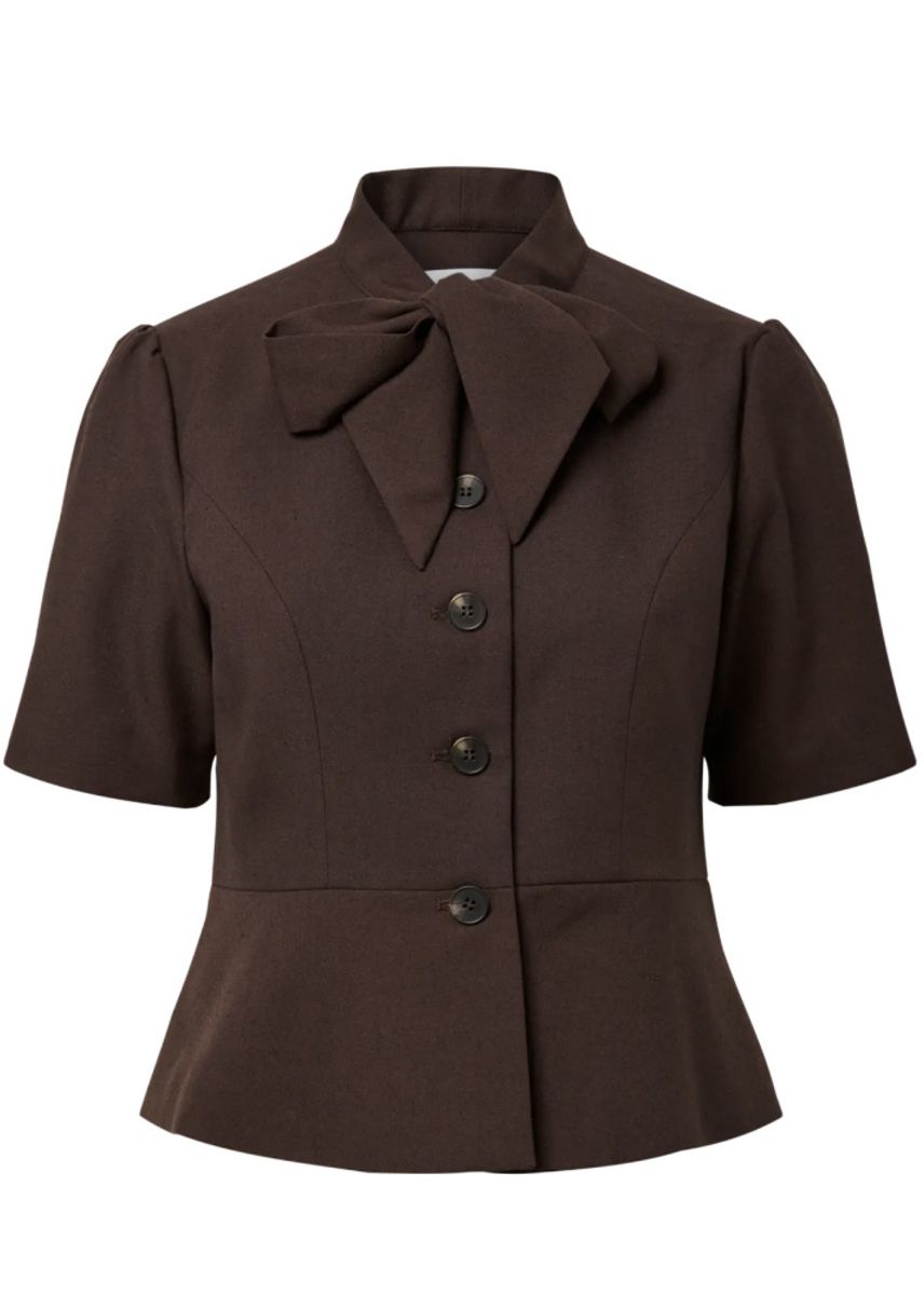 YAS RIU 2/4 SCARF BLAZER Coffee Bean Melange