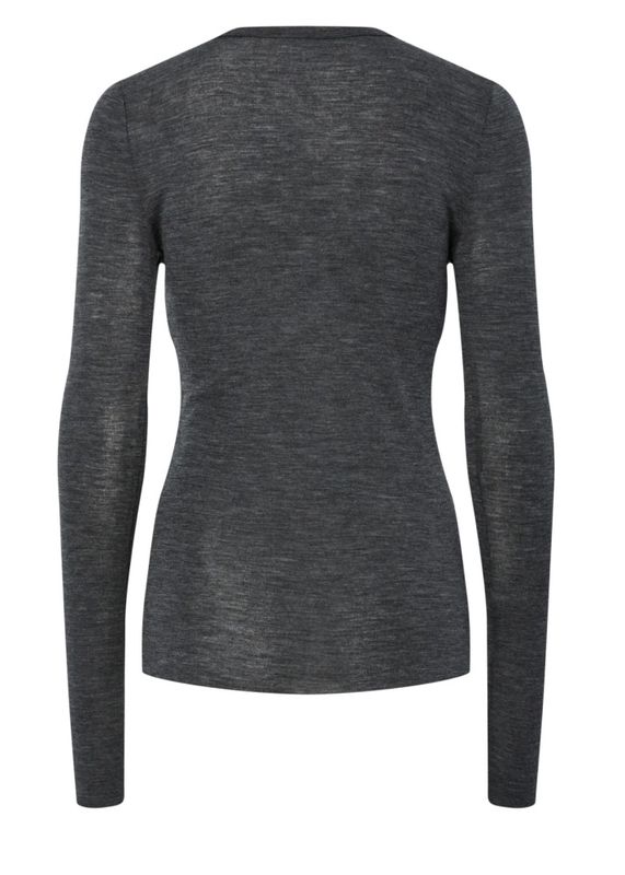 YAS Woolin Wool Genser Dark Grey Melange