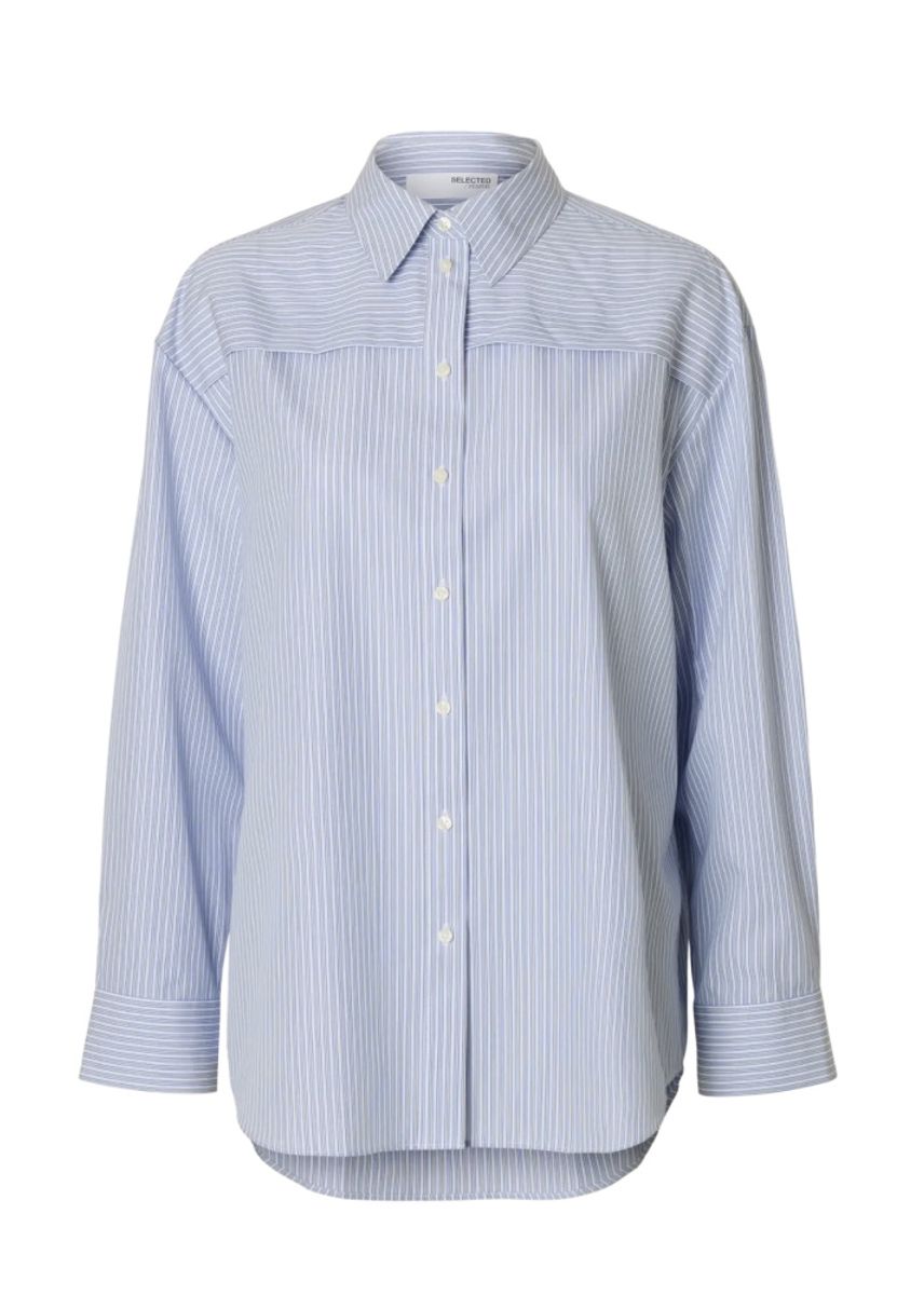 Selected Femme Allison Overshir Shirt Cashmere Blue Stripes