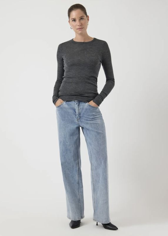 YAS Woolin Wool Genser Dark Grey Melange